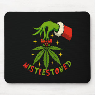 Mistlestoned Weed Leaf Funny Stoner Christmas Mouse Pad