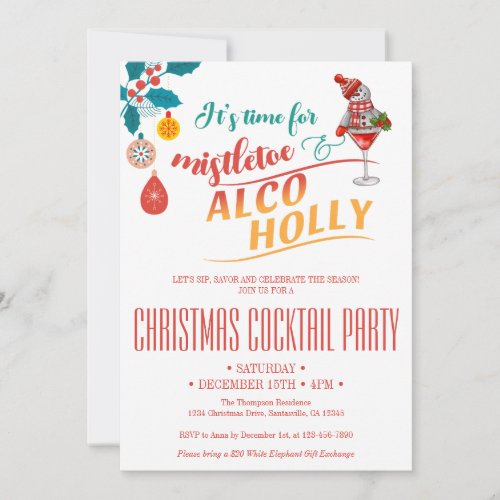 Mistletoe  Alco_Holly Christmas Cocktail Brunch Invitation