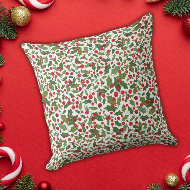 Mistletoe and Berries Christmas Throw Pillow (Creator Uploaded)