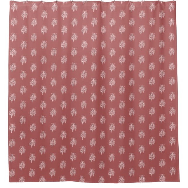 Mistletoe and Bow Illustration Christmas  Shower Curtain (Front)