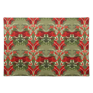 Mistletoe and Holly Nostalgic Christmas Cloth Placemat