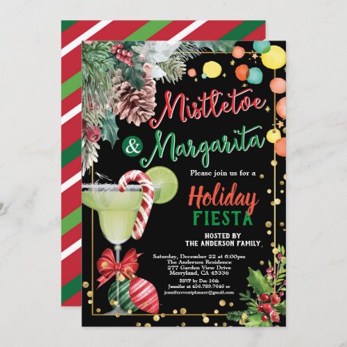 Mistletoe and Margarita Christmas cocktail party Invitation