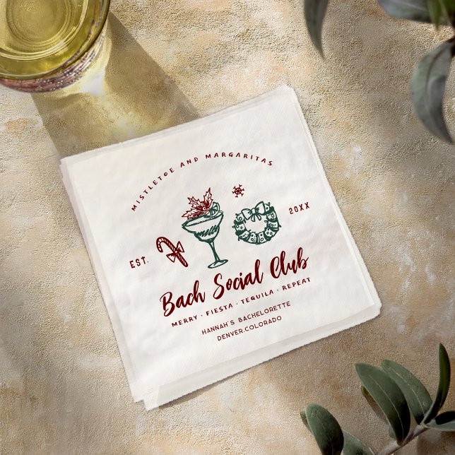 Mistletoe and Margaritas | Christmas Bachelorette Napkins (Creator Uploaded)