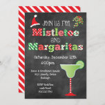 Mistletoe and Margaritas Christmas Party Invitation<br><div class="desc">Our colorful and fun Mistletoe and Margaritas Christmas party invitation features a chalkboard background look with a festive Christmas margarita,  Santa hat and mistletoe,  along with and a mix of holiday patterns throughout the design!</div>