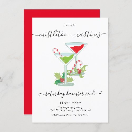 Mistletoe and Martinis Holiday cocktail Party Invitation