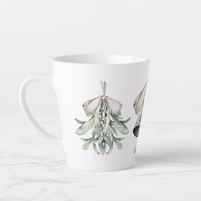 Mistletoe and Silver Bells Christmas  Latte Mug (Left)