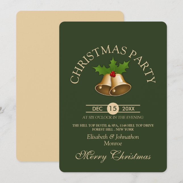 Mistletoe Bells Christmas Party Invitation (Front/Back)