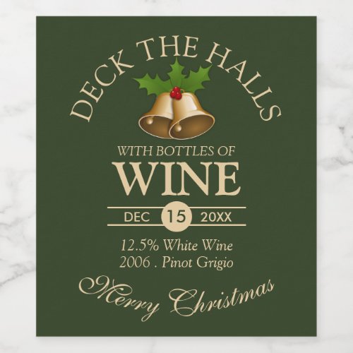 Mistletoe Bells Christmas Wine Label