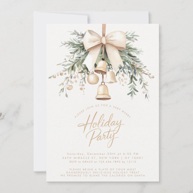 Mistletoe Bells Rustic Holiday Party Invitation (Front)