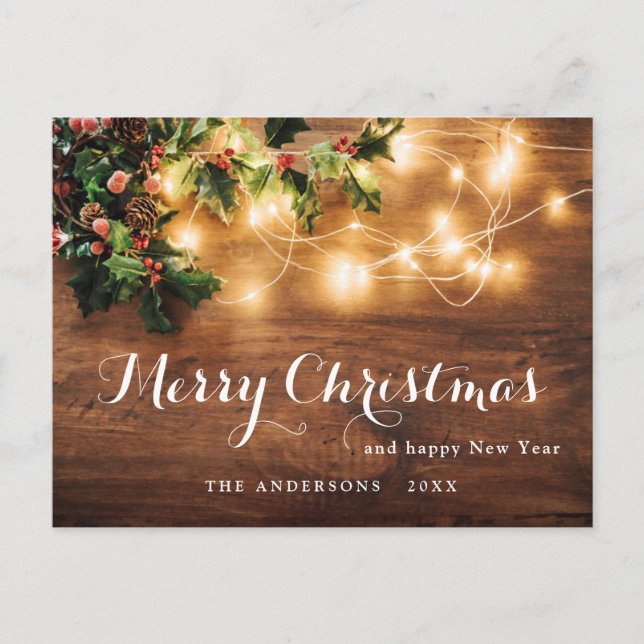 Mistletoe Berry  Branch Rustic Christmas Holiday Postcard (Front)