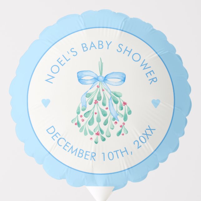 Mistletoe Blue Baby Shower Balloon Decoration (Front)