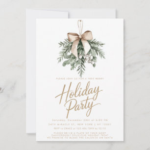 Mistletoe Boho Bow Christmas Holiday Party Invites