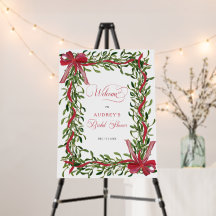 Mistletoe Bow Christmas Bridal Shower Welcome Sign