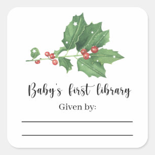 Mistletoe branch - Baby Shower bookplate