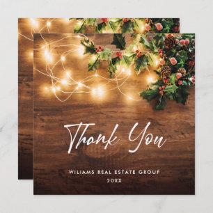 Mistletoe Branch Rustic Christmas Greeting Holiday Thank You Card