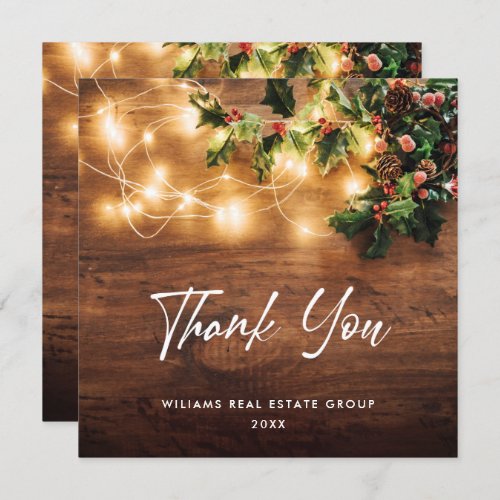 Mistletoe Branch Rustic Christmas Greeting Holiday Thank You Card