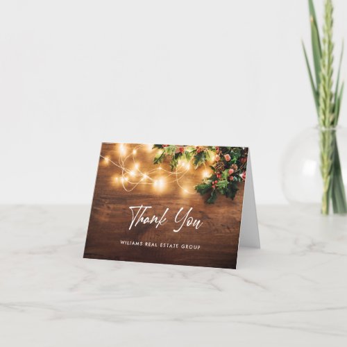 Mistletoe Branch Rustic Christmas Greeting Holiday Thank You Card