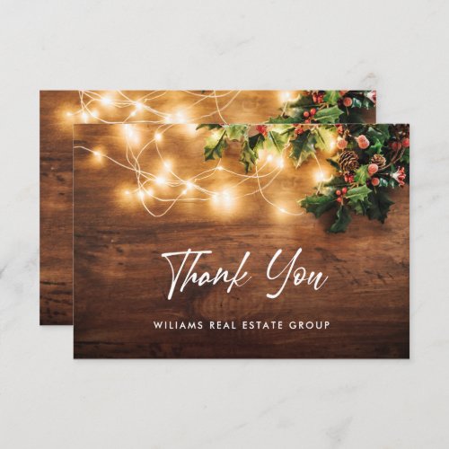 Mistletoe Branch Rustic Christmas Greeting Holiday Thank You Card