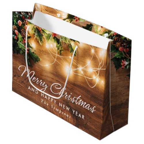 Mistletoe Branch Rustic Christmas Holiday Large Gift Bag