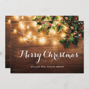 Mistletoe Branch Rustic Corporate Christmas Holiday Card