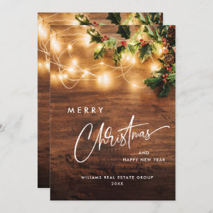Mistletoe Branch Rustic Corporate Christmas Holiday Card