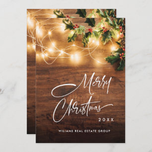 Mistletoe Branch Rustic Corporate Christmas Holiday Card