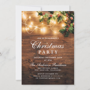 Mistletoe Branch Rustic Holiday Christmas Party Invitation