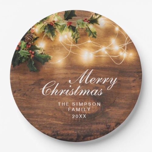 Mistletoe Branch Rustic Holiday Christmas Party Paper Plates