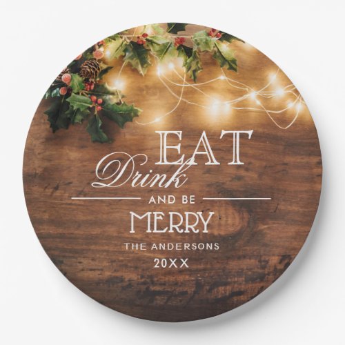 Mistletoe Branch Rustic Holiday Christmas Party Paper Plates