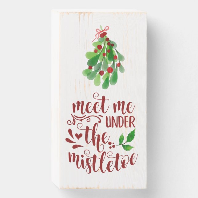Mistletoe Christmas Decor Wooden Box Sign (Front Vertical)