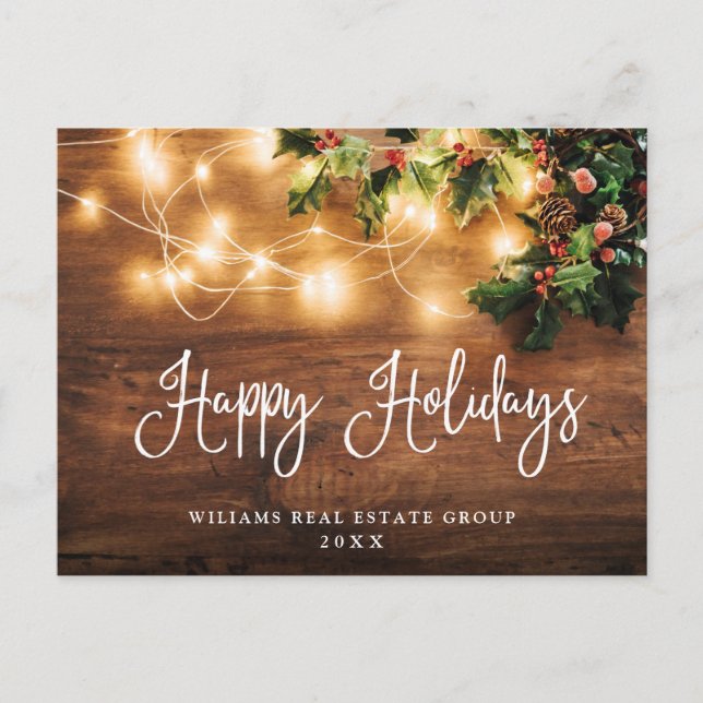 Mistletoe Christmas Holiday Corporate Greeting Postcard (Front)