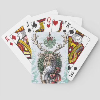 "Mistletoe" Christmas Holiday Reindeer Art Poker Cards