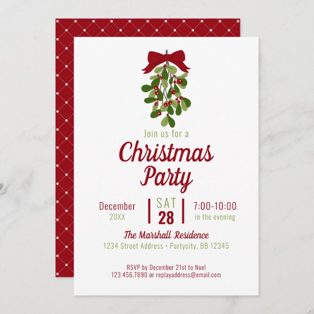 Mistletoe Christmas Party Holiday Invitation (Front/Back)