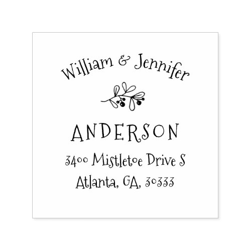 Mistletoe Christmas Return Address Self_inking Stamp