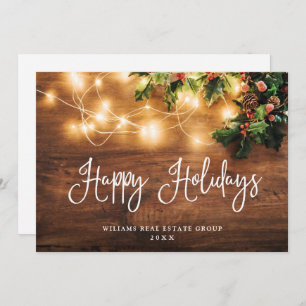 Mistletoe Christmas Rustic Corporate Greeting Holiday Card