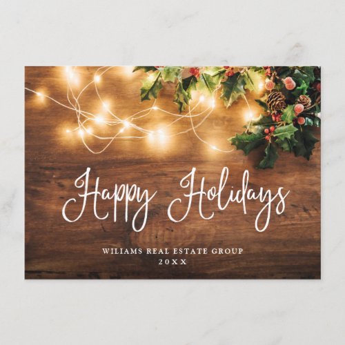 Mistletoe Christmas Rustic Corporate Greeting Holiday Card