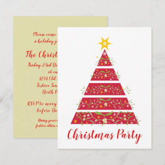 Mistletoe christmas tree party invitation red