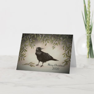 Mistletoe Crow Card