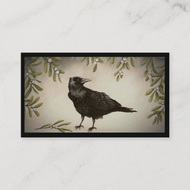 Mistletoe Crow Enclosure Card (Front)