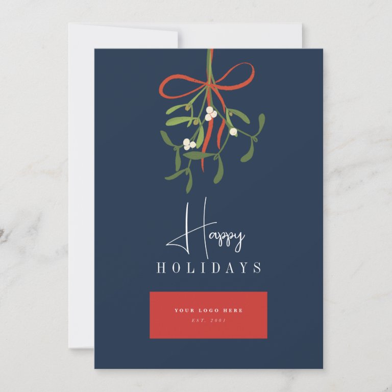 Mistletoe Custom Business Logo Holiday Card