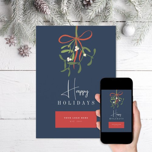 Mistletoe Custom Business Logo Holiday Card