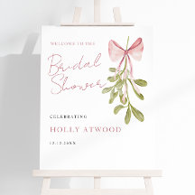 Mistletoe Dusty Rose Bow Bridal Shower