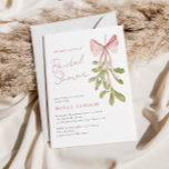 Mistletoe Dusty Rose Bow Bridal Shower Invitation<br><div class="desc">Celebrate the bride-to-be with this minimalist winter bridal shower invitation featuring a watercolor illustration of a mistletoe with a soft dusty rose pink bow.</div>