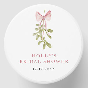 Mistletoe Dusty Rose Bow Bridal Shower Mini Candle Favors