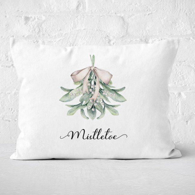 Mistletoe Festive Holiday  Accent Pillow (Mistletoe Christmas Pillow)