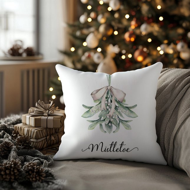 Mistletoe Festive Holiday  Throw Pillow (mistletoe posy festive holiday throw pillow)