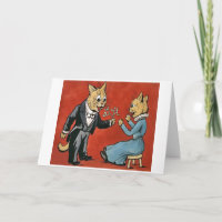 Mistletoe for You Cat Christmas Card by Louis Wain