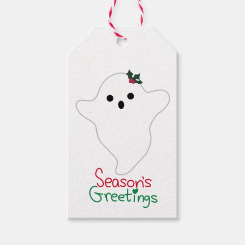 Mistletoe Ghost Seasons Greetings Gift Tags