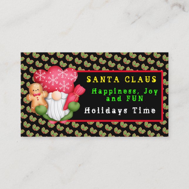 Mistletoe Gnome Customize Color and Text Business Card (Front)