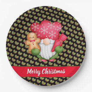 Mistletoe Gnome Customize Color and Text Paper Plates